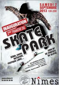 Inauguration de la 2ème tranche du Skate Park : le temple de la glisse. Le samedi 7 septembre 2013 à Nimes. Gard. 